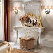Gold Leaf Dressing Table And Mirror Set