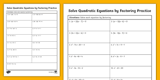 Algebra I Solve Quadratic Equations By