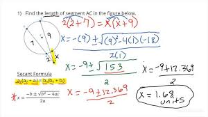 Finding Lengths Of Two Secants