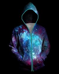 3d Light Up Hooded Galaxy Print Zipper Battery Powered Jacket Online Discover Hottest Trend Fashion At Chicme Com