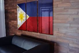 Triptych Philippine Flag Hanging Rustic