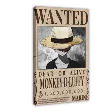 Nice Anime One Piece Monkey D. Luffy Bounty Wanted Poster 4 Canvas Poster  Bedroom Decor Sports Landscape Office Room Decor Gift 20×30inch(50×75cm)  Frame-style1 : Amazon.co.uk: Home & Kitchen