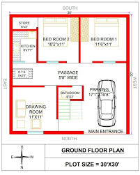 30x30 House Plan With Car Parking 900