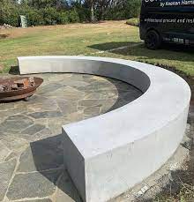 Off Form Curved Concrete Fire Pit Seat
