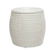 Round Brown Faux Rattan Side Table