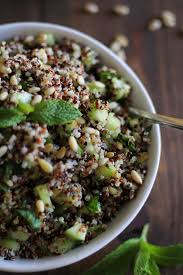 cooling tri color quinoa salad with