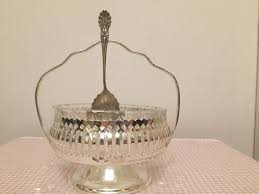 crystal glass silver plated sugar bowl