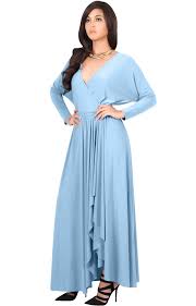 Koh Koh Plus Size Womens Long Sleeve Sleeves Wrap Slit Split Formal Fall Winter Cocktail Sexy Flowy Evening Day Abaya Gown Gowns Maxi Dress Dresses
