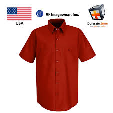 Vf Red Kap Sp24 Red Industrial Work Shirt Short Sleeve Size S 3xl Durasafe Shop
