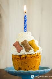 Healthy cake recipe for doggie birthdays. Single Serving Dog Cupcake