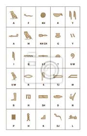 Heute zeige ich euch die grundlagen der hieroglyphenschrift der alten ägypter. Set Von Agyptischen Hieroglyphen Alphabet Mit Lateinischen Buchstaben Wandsticker Agyptologie Pharao Amulett Myloview De
