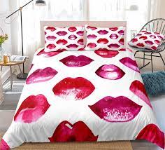 Hot Red Lips Bedding Set Quilt