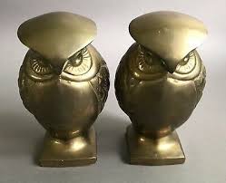 Brass Owl Bookends Made In Taiwan Circa