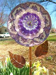 Vintage Glass Plate Floweryard Art