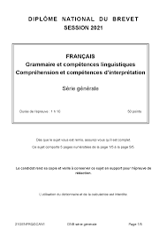Sujet-francais-brevet-2021-Amerique-Nord.pdf | Notes Langue Française |  Docsity