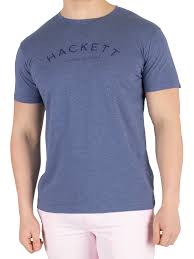Hackett London Classic Logo T Shirt Blue Marl