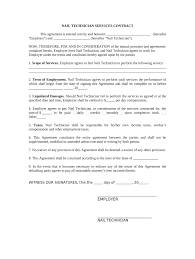 nail technician contract doc template