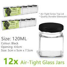 12x Air Tight Small 120ml Glass Jars W