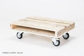 On Wheels Small Wood Coffee Table By