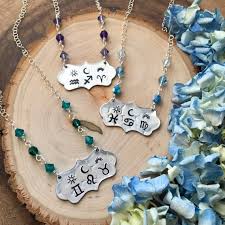 Custom Astrology Necklace Crystal Jewelry Bar Necklace