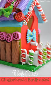 painted pasta gingerbread birdhouses