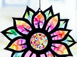 Tissue Paper Stained Glass Flower Craft