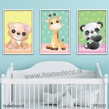 Cute Bear Giraffe Panda Baby Wall Art