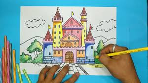 step easy castle drawing tutorial