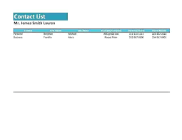 Business Contact List Template Excel