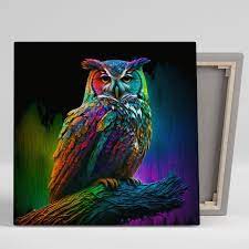 Vibrant Owl Wall Art Canvas Or Poster