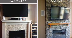 Diy Stacked Stone Fireplace