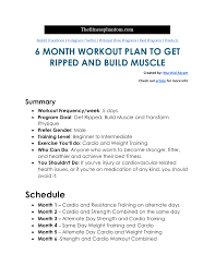 6 month workout plan to get ripped pdf