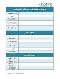 Perfect Your Prospect Profile Templates Free Examples Donorsearch