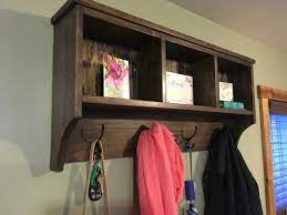 Wall Hanging Cubby Shelf With Hooks