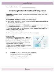 Explore learning gizmo answer key solubility and temperature. M9l2a Temperature And Solubility Gizmo Doc Name Katiana Cornelius Date Student Exploration Solubility And Temperature Ncvps Chemistry Fall 2014 Course Hero