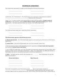 Printable Sample Roommate Agreement Form Real Estate Forms