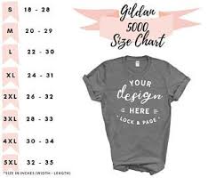 Gildan G500 Size Chart T Shirt Mockup Flat Lay Etsy