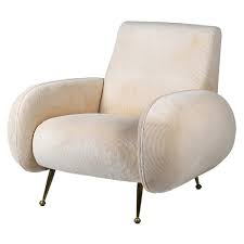 Cream Armchair 83 Cm Velvet Gold Steel Legs