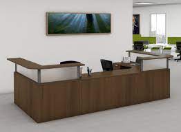 Office reception desk ideas with amber grain bamboo. Double Reception Desk Modern Walnut Pl Laminate Harmony Collection