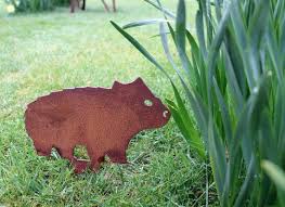 Rusty Baby Wombat Garden Art Australian
