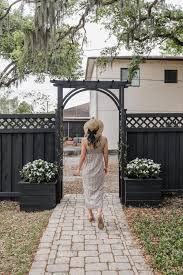 Black Wood Fence And Diy Arbor Reveal