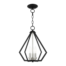 Livex Lighting Prism 3 Light Black With Brushed Nickel Cluster Convertible Semi Flush Pendant 40923 04 The Home Depot