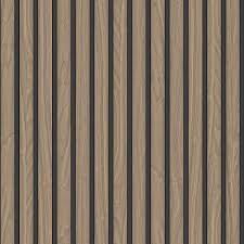 Wood Slat Vinyl Wallpaper Walnut