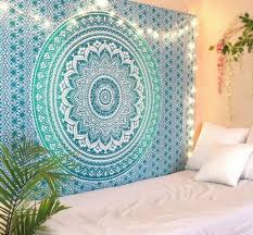 Sky Blue And White Tapestry Round Shape