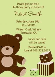 teddy bear birthday party invitations