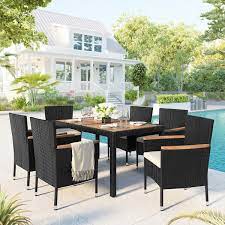 Black Wicker Patio Outdoor Dining Set