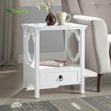 Modern White Side Table With Drawer For