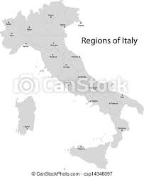 20 regions of italy in english and italian. Gray Italy Map With Regions And Main Cities Canstock
