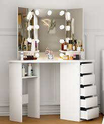 likein corner vanity desk white makeup