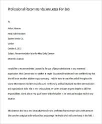 Sample Professional Letter Of Recommendation 9 Examples